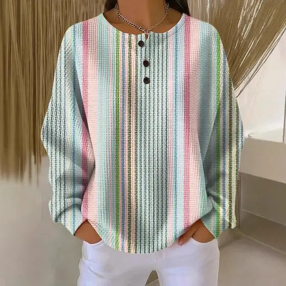 Womens Fashionable Casual Top With Prints And Buttons Sweatshirt Style Dolphin Tracker + Lost Recovery + RFID