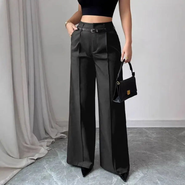 Elegant Commute High-Waisted Loose Straight-Leg Trousers Dolphin Tracker + Lost Recovery + RFID