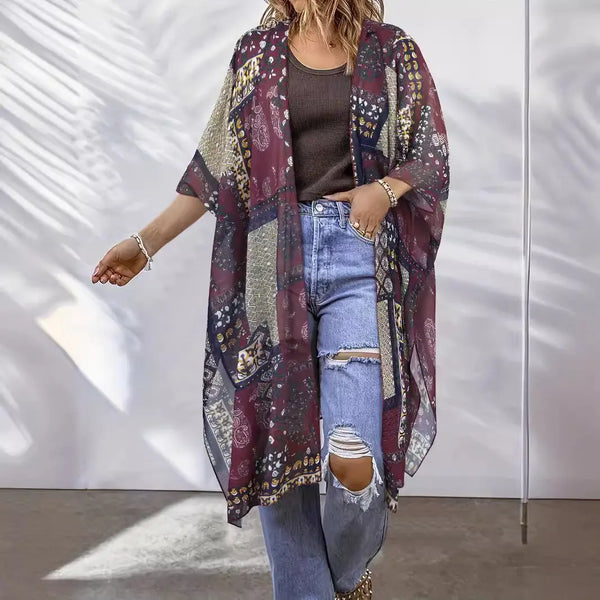 Women's Aztec-print Batwing Cardigan Cloak Dolphin Tracker + Lost Recovery + RFID